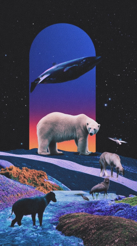 Polar bear in space suit